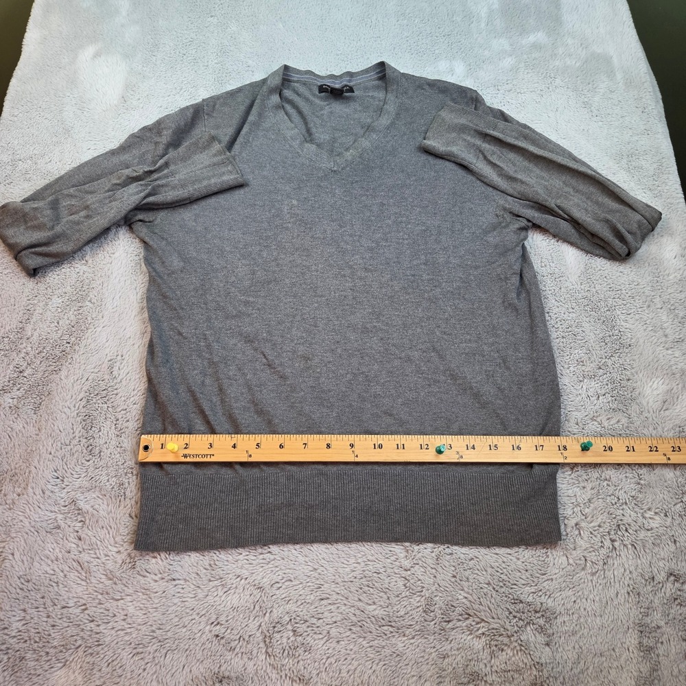 Banana Republic Silk Cotton Cashmere Sweater Mens M V-Neck Luxury Blend Gray New